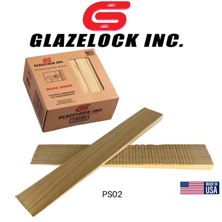 GLAZELOCK 8" x 1-1/4" x 3/8" Prescored Natural Pine Wood Shims 120pk box PS02